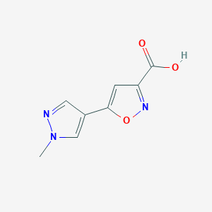molecular formula C8H7N3O3 B2538686 5-(1-methyl-1H-pyrazol-4-yl)isoxazole-3-carboxylic acid CAS No. 957313-90-5