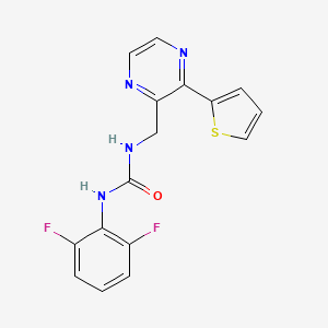 molecular formula C16H12F2N4OS B2538688 1-(2,6-Difluorophenyl)-3-((3-(thiophen-2-yl)pyrazin-2-yl)methyl)urea CAS No. 2034613-84-6