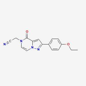molecular formula C16H14N4O2 B2538690 [2-(4-ethoxyphenyl)-4-oxopyrazolo[1,5-a]pyrazin-5(4H)-yl]methyl cyanide CAS No. 1207661-38-8