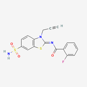 molecular formula C17H12FN3O3S2 B2538692 (Z)-2-fluoro-N-(3-(prop-2-yn-1-yl)-6-sulfamoylbenzo[d]thiazol-2(3H)-ylidene)benzamide CAS No. 865182-46-3