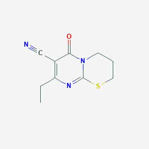 molecular formula C10H11N3OS B253870 8-ethyl-6-oxo-3,4-dihydro-2H,6H-pyrimido[2,1-b][1,3]thiazine-7-carbonitrile 