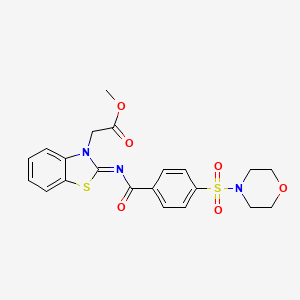 molecular formula C21H21N3O6S2 B2538700 (Z)-methyl 2-(2-((4-(morpholinosulfonyl)benzoyl)imino)benzo[d]thiazol-3(2H)-yl)acetate CAS No. 865197-61-1