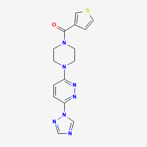 molecular formula C15H15N7OS B2538703 (4-(6-(1H-1,2,4-triazol-1-yl)pyridazin-3-yl)piperazin-1-yl)(thiophen-3-yl)methanone CAS No. 1797726-12-5