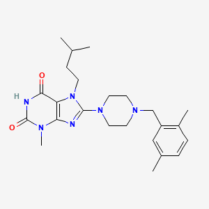 molecular formula C24H34N6O2 B2538714 8-[4-[(2,5-二甲基苯基)甲基]哌嗪-1-基]-3-甲基-7-(3-甲基丁基)嘌呤-2,6-二酮 CAS No. 879581-91-6