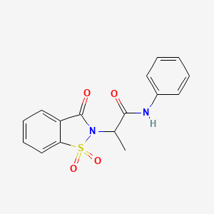 molecular formula C16H14N2O4S B2538715 2-(1,1-二氧化-3-氧代苯并[d]异噻唑-2(3H)-基)-N-苯基丙酰胺 CAS No. 899996-51-1