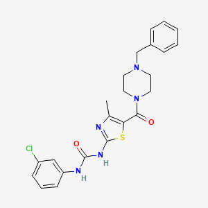 molecular formula C23H24ClN5O2S B2538719 1-(5-(4-苯甲基哌嗪-1-羰基)-4-甲基噻唑-2-基)-3-(3-氯苯基)脲 CAS No. 942010-93-7