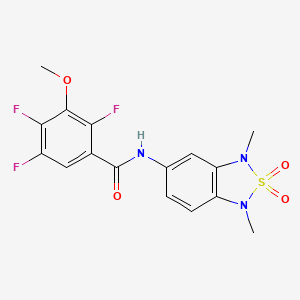 molecular formula C16H14F3N3O4S B2538725 N-(1,3-dimethyl-2,2-dioxido-1,3-dihydrobenzo[c][1,2,5]thiadiazol-5-yl)-2,4,5-trifluoro-3-methoxybenzamide CAS No. 2034540-88-8