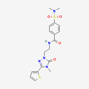 molecular formula C18H21N5O4S2 B2538735 4-(N,N-二甲基磺酰氨基)-N-(2-(4-甲基-5-氧代-3-(噻吩-2-基)-4,5-二氢-1H-1,2,4-三唑-1-基)乙基)苯甲酰胺 CAS No. 1203251-71-1