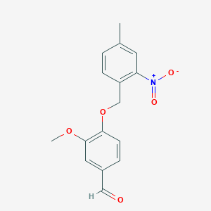 molecular formula C16H15NO5 B2538739 3-Methoxy-4-[(4-methyl-2-nitrobenzyl)oxy]benzaldehyde CAS No. 1443279-11-5