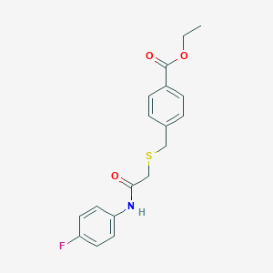 molecular formula C18H18FNO3S B253874 Ethyl 4-[[2-(4-fluoroanilino)-2-oxoethyl]sulfanylmethyl]benzoate 