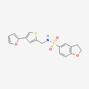 molecular formula C17H15NO4S2 B2538766 N-{[4-(furan-2-yl)thiophen-2-yl]methyl}-2,3-dihydro-1-benzofuran-5-sulfonamide CAS No. 2380059-79-8