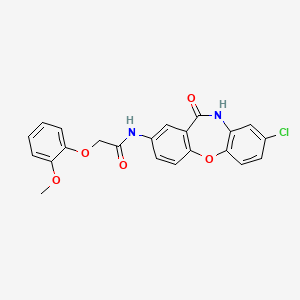 molecular formula C22H17ClN2O5 B2538770 N-(8-chloro-11-oxo-10,11-dihydrodibenzo[b,f][1,4]oxazepin-2-yl)-2-(2-methoxyphenoxy)acetamide CAS No. 922084-53-5