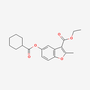 molecular formula C19H22O5 B2538771 Ethyl 5-(cyclohexanecarbonyloxy)-2-methyl-1-benzofuran-3-carboxylate CAS No. 637748-93-7