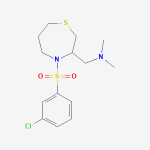 molecular formula C14H21ClN2O2S2 B2538772 1-(4-((3-氯苯基)磺酰基)-1,4-噻氮杂环-3-基)-N,N-二甲基甲胺 CAS No. 1428349-60-3