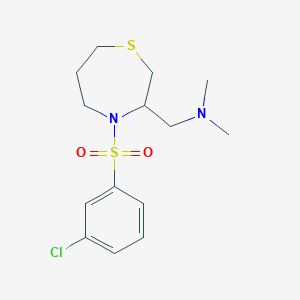 molecular formula C14H21ClN2O2S2 B2538772 {[4-(3-CHLOROBENZENESULFONYL)-1,4-THIAZEPAN-3-YL]METHYL}DIMETHYLAMINE CAS No. 1428349-60-3