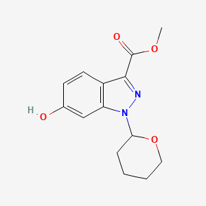 molecular formula C14H16N2O4 B2538778 Methyl 6-hydroxy-1-(oxan-2-yl)indazole-3-carboxylate CAS No. 2375268-88-3