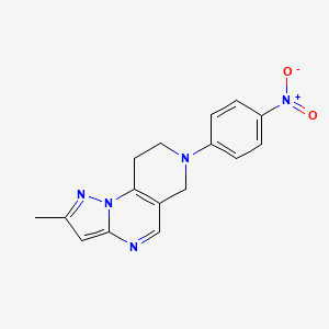 molecular formula C16H15N5O2 B2538784 2-Methyl-7-(4-nitrophenyl)-6,7,8,9-tetrahydropyrazolo[1,5-a]pyrido[3,4-e]pyrimidine CAS No. 866049-91-4