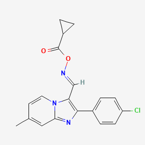 molecular formula C19H16ClN3O2 B2538792 2-(4-Chlorophenyl)-3-({[(cyclopropylcarbonyl)oxy]imino}methyl)-7-methylimidazo[1,2-a]pyridine CAS No. 478257-17-9