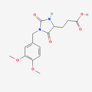 molecular formula C15H18N2O6 B2538808 3-[1-(3,4-Dimethoxybenzyl)-2,5-dioxoimidazolidin-4-yl]propanoic acid CAS No. 1796929-88-8