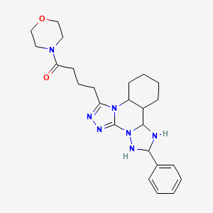 molecular formula C24H23N7O2 B2538811 1-吗啉-4-基-4-(9-苯基-2,4,5,7,8,10-六氮杂四环[10.4.0.02,6.07,11]十六-3,5-二烯-3-基)丁-1-酮 CAS No. 902290-47-5