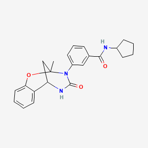 molecular formula C23H25N3O3 B2538814 N-cyclopentyl-3-(2-methyl-4-oxo-5,6-dihydro-2H-2,6-methano-1,3,5-benzoxadiazocin-3(4H)-yl)benzamide CAS No. 901264-56-0