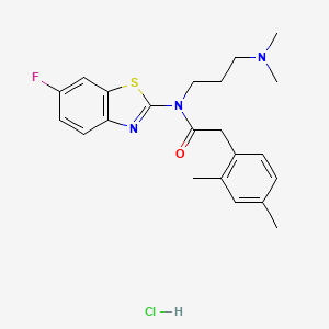 molecular formula C22H27ClFN3OS B2538819 N-(3-(dimethylamino)propyl)-2-(2,4-dimethylphenyl)-N-(6-fluorobenzo[d]thiazol-2-yl)acetamide hydrochloride CAS No. 1330294-91-1