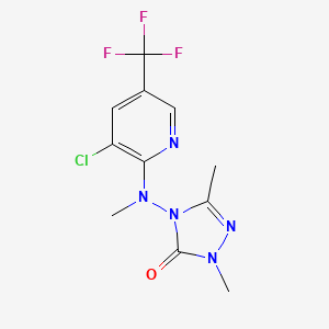 molecular formula C11H11ClF3N5O B2538821 4-[[3-chloro-5-(trifluoromethyl)-2-pyridinyl](methyl)amino]-2,5-dimethyl-2,4-dihydro-3H-1,2,4-triazol-3-one CAS No. 860786-16-9