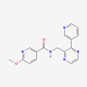 molecular formula C17H15N5O2 B2538823 6-methoxy-N-{[3-(pyridin-3-yl)pyrazin-2-yl]methyl}pyridine-3-carboxamide CAS No. 2034317-81-0