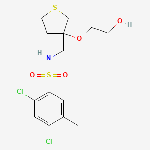 molecular formula C14H19Cl2NO4S2 B2538831 2,4-dichloro-N-((3-(2-hydroxyethoxy)tetrahydrothiophen-3-yl)methyl)-5-methylbenzenesulfonamide CAS No. 2309603-60-7
