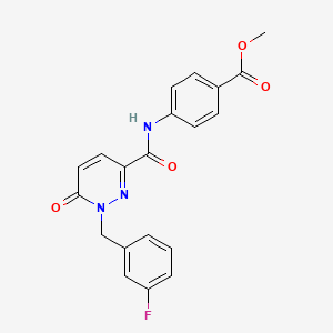molecular formula C20H16FN3O4 B2538836 Methyl 4-(1-(3-fluorobenzyl)-6-oxo-1,6-dihydropyridazine-3-carboxamido)benzoate CAS No. 1040663-87-3