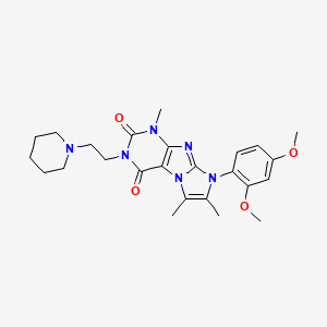 molecular formula C25H32N6O4 B2538837 8-(2,4-dimethoxyphenyl)-1,6,7-trimethyl-3-(2-(piperidin-1-yl)ethyl)-1H-imidazo[2,1-f]purine-2,4(3H,8H)-dione CAS No. 899406-39-4