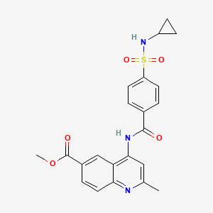 molecular formula C22H21N3O5S B2538838 Methyl 4-({[4-(cyclopropylsulfamoyl)phenyl]carbonyl}amino)-2-methylquinoline-6-carboxylate CAS No. 953854-99-4