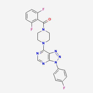 molecular formula C21H16F3N7O B2538839 (2,6-二氟苯基)(4-(3-(4-氟苯基)-3H-[1,2,3]三唑并[4,5-d]嘧啶-7-基)哌嗪-1-基)甲苯酮 CAS No. 920385-73-5