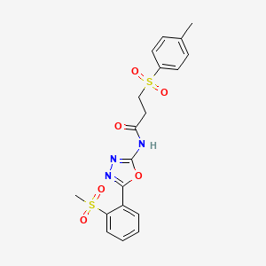 molecular formula C19H19N3O6S2 B2538841 N-(5-(2-(methylsulfonyl)phenyl)-1,3,4-oxadiazol-2-yl)-3-tosylpropanamide CAS No. 886926-47-2