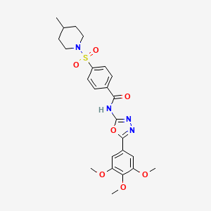 molecular formula C24H28N4O7S B2538842 4-((4-甲基哌啶-1-基)磺酰基)-N-(5-(3,4,5-三甲氧基苯基)-1,3,4-恶二唑-2-基)苯甲酰胺 CAS No. 533871-40-8