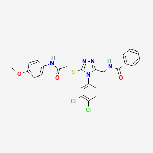 molecular formula C25H21Cl2N5O3S B2538846 N-[[4-(3,4-dichlorophenyl)-5-[2-(4-methoxyanilino)-2-oxoethyl]sulfanyl-1,2,4-triazol-3-yl]methyl]benzamide CAS No. 391897-41-9