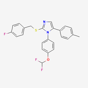 molecular formula C24H19F3N2OS B2538852 1-(4-(difluoromethoxy)phenyl)-2-((4-fluorobenzyl)thio)-5-(p-tolyl)-1H-imidazole CAS No. 1226441-97-9
