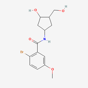molecular formula C14H18BrNO4 B2538855 2-溴-N-(3-羟基-4-(羟甲基)环戊基)-5-甲氧基苯甲酰胺 CAS No. 1421459-64-4