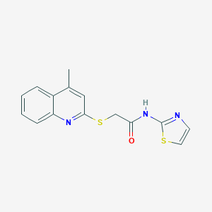 molecular formula C15H13N3OS2 B253886 2-[(4-methyl-2-quinolinyl)sulfanyl]-N-(1,3-thiazol-2-yl)acetamide 
