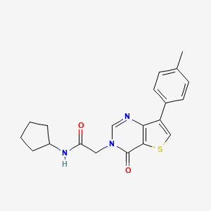 molecular formula C20H21N3O2S B2538862 N-环戊基-2-[7-(4-甲基苯基)-4-氧代噻吩并[3,2-d]嘧啶-3(4H)-基]乙酰胺 CAS No. 1207029-92-2