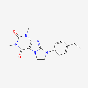 molecular formula C17H19N5O2 B2538865 8-(4-ethylphenyl)-1,3-dimethyl-7,8-dihydro-1H-imidazo[2,1-f]purine-2,4(3H,6H)-dione CAS No. 872840-41-0