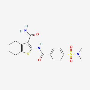 molecular formula C18H21N3O4S2 B2538875 2-[[4-(Dimethylsulfamoyl)benzoyl]amino]-4,5,6,7-tetrahydro-1-benzothiophene-3-carboxamide CAS No. 300573-70-0