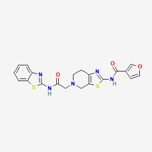 molecular formula C20H17N5O3S2 B2538885 N-(5-(2-(benzo[d]thiazol-2-ylamino)-2-oxoethyl)-4,5,6,7-tetrahydrothiazolo[5,4-c]pyridin-2-yl)furan-3-carboxamide CAS No. 1428347-73-2