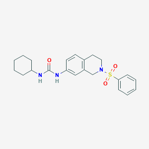 molecular formula C22H27N3O3S B2538886 1-环己基-3-(2-(苯磺酰基)-1,2,3,4-四氢异喹啉-7-基)脲 CAS No. 1207023-75-3