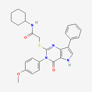 molecular formula C27H28N4O3S B2538887 N-cyclohexyl-2-((3-(4-methoxyphenyl)-4-oxo-7-phenyl-4,5-dihydro-3H-pyrrolo[3,2-d]pyrimidin-2-yl)thio)acetamide CAS No. 2034485-82-8