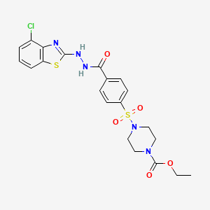 molecular formula C21H22ClN5O5S2 B2538889 4-((4-(2-(4-氯苯并[d]噻唑-2-基)肼基羰基)苯基)磺酰基)哌嗪-1-羧酸乙酯 CAS No. 851979-26-5