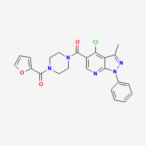 (4-chloro-3-methyl-1-phenyl-1H-pyrazolo[3,4-b]pyridin-5-yl)(4-(furan-2-carbonyl)piperazin-1-yl)methanone