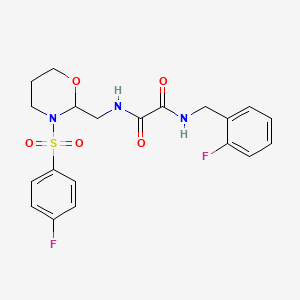 molecular formula C20H21F2N3O5S B2538903 N1-(2-氟苄基)-N2-((3-((4-氟苯基)磺酰基)-1,3-恶唑烷-2-基)甲基)草酰胺 CAS No. 872976-40-4