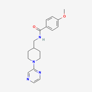 molecular formula C18H22N4O2 B2538905 4-methoxy-N-((1-(pyrazin-2-yl)piperidin-4-yl)methyl)benzamide CAS No. 1396795-04-2