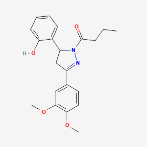 molecular formula C21H24N2O4 B2538907 1-(3-(3,4-dimethoxyphenyl)-5-(2-hydroxyphenyl)-4,5-dihydro-1H-pyrazol-1-yl)butan-1-one CAS No. 923122-49-0